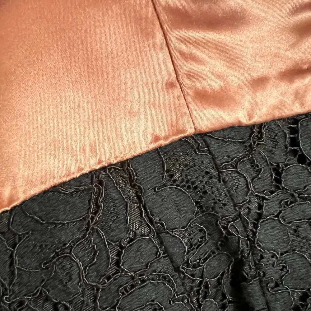 Vinrage Black Rhinestone Lace And Satin Dress / 50s / 60s VLV VTG - Picture 5 of 9